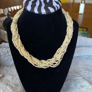 Gold Braided Rope Necklace with Lustrous Finish